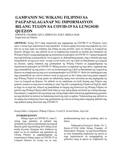 GAMPANIN NG WIKANG FILIPINO SA PAGPAPALAGANAP NG .